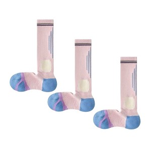 Anna-Kaci Women's 3-Pair Set Colorblock Athletic Knee-High Socks with Cushioned Heel Arch Support for Daily Fitness - 1 of 4