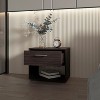 Vynxaria Stained Walnut 1-Drawer Nightstand, Spacious Open Shelf, Sleek Rectangular Design, Timeless Elegance - 2 of 4