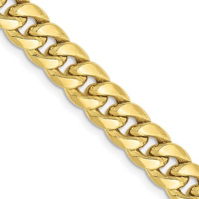 Black Bow Jewelry Men's 6.75mm 10K Yellow Gold Hollow Cuban Curb Chain Necklace