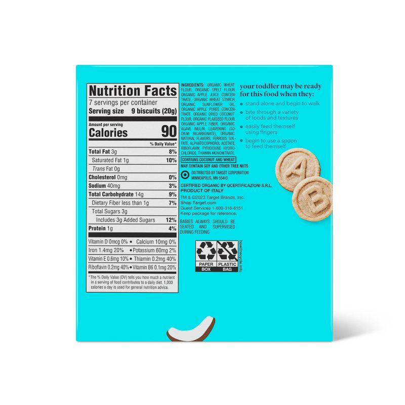 Organic Alphabet Biscuit with Coconut Baby Snacks - 5oz - Good &#38; Gather&#8482;, 4 of 5