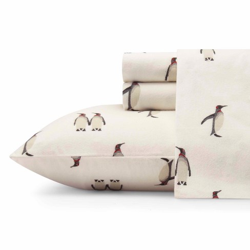 Twin Flannel Sheet Set Gray Penguins - Eddie Bauer : Target