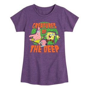 Girls' - SpongeBob SquarePants - Creatures Of The Deep Fitted Short Sleeve Graphic T-Shirt - 1 of 4