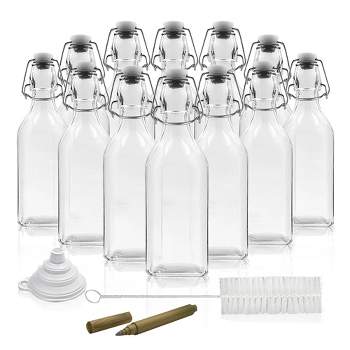 Nevlers Glass Swing Drinking Bottles - Airtight Seals 8.5oz (12pk)