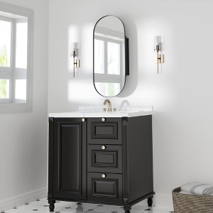 PexFix Oval Metal Recessed/Surface Mount Medicine Cabinet with Mirror Black - 1 of 4