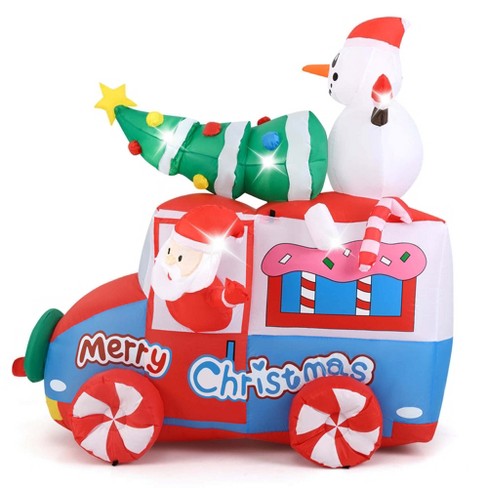 Costway 6 ft Christmas Inflatable Santa on Car with Santa Clause Snowma Christmas Treen - image 1 of 4