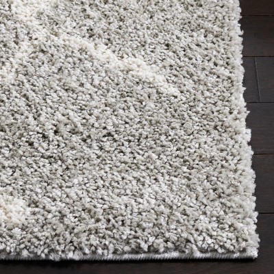 Light Grey Synthetic Shag Area Rug 3' x 5'