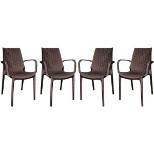 LeisureMod Kent Modern Outdoor Plastic Dining Arm Chair Set of 4 - 1 of 4
