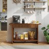 Bekrvio 51" Farmhouse Console Table with Drawers & Storage Shelf,Narrow Sofa Table Behind Couch, Wood Accent Table for Living Room, Hallway, Walnut - 3 of 4