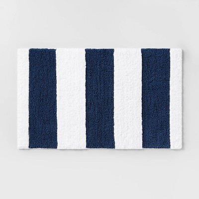 Rugby Striped Kids&#39; Bath Rug Navy - Pillowfort&#8482;_1