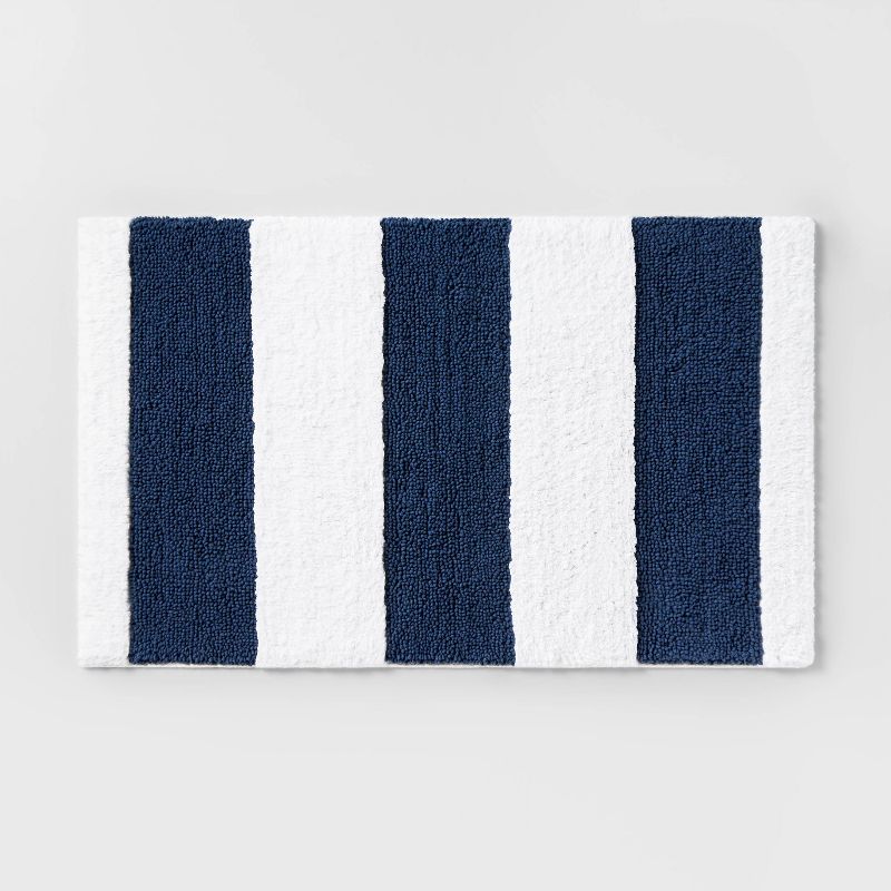 Rugby Striped Kids&#39; Bath Rug Navy - Pillowfort&#8482;, 1 of 7