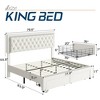 AMERLIFE Bed Frame with LED Lights&Storage Drawers, Velvet Upholstered Platform Bed - 2 of 4