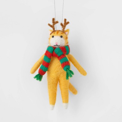 Tabby Cat with Reindeer Ears Christmas Tree Ornament - Wondershop™