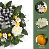 Spring Lemon Wreath for Front Door, 20In Artificial Summer Wreath with Ribbon Sunflower - 3 of 4
