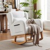 Runesay Modern Ivory Accent High Backrest Living Room Lounge Arm Rocking Chair with Two Side Pocket - 3 of 4