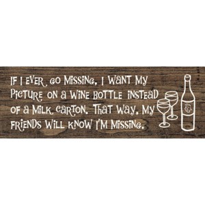 Slickblue Missing Picture on Wine Bottle Sign, 3.5x10 Solid Pine Rustic Wood Plaque, Multiple Colors - 1 of 3