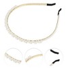 Unique Bargains Women's Elegant Faux Pearl Decor Headband Gold Tone White 1 Pc - 2 of 4