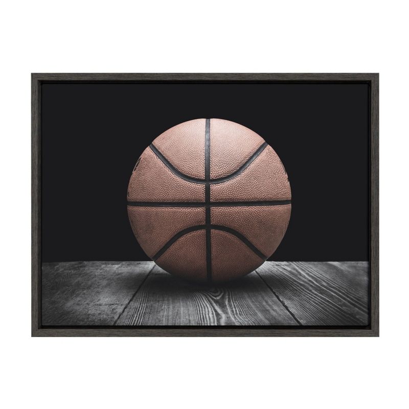 18&#34; x 24&#34; Sylvie Vintage Basketball Framed Canvas By Shawn St. Peter Gray - DesignOvation, 1 of 10