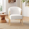 Modern Accent Chair With Solid Wood Angular Frame, White Upholstered Armless Chair For Living Room - 2 of 4
