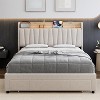 Coucheta F/Q/K Upholstered Bed Frame with Storage Headboard, Platform Bed with Storage Drawers & Charging Station, Noise-Free, No Box Spring Needed - 2 of 4