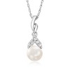 Ross-Simons 8-8.5mm Cultured Pearl and .40 ct. t.w. White Topaz Jewelry Set: Pendant Necklace and Ring in Sterling Silver - 3 of 4