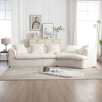 MAYEERTY Beige Boucle 3-Seater Sofa - Right Facing for Apartment & Office