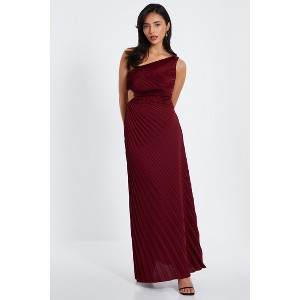Quiz Women's Satin Pleated One Shoulder Maxi Dress - 1 of 4