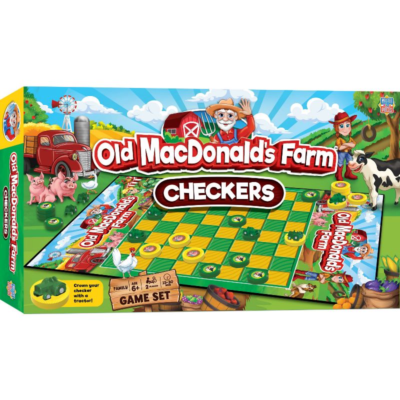 MasterPieces Officially licensed Old MacDonald's Checkers Board Game for Families and Kids ages 6 and Up, 2 of 7