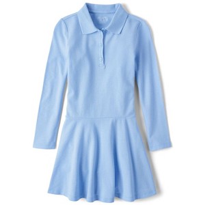 The Children's Place Girls Uniform Long Sleeve Pique Knit Polo Dress - 1 of 3