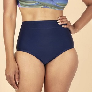 Lands' End Women's UPF High Waist Full Coverage Tummy Control Bikini Bottom - 1 of 3