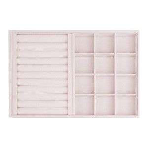Unique Bargains Velvet Light Pink Jewelry Storage Trays with Removable Dividers - 1 of 4