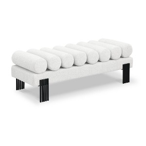 Meridian Furniture,Akeela Linen Textured Fabric Bench - 1 of 4