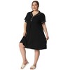 Agnes Orinda Women's Plus Size Short Sleeve Button Down Nightgown - 3 of 4