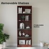 Infurnic Decorative Bookshelf, Tall Modern Wood Bookshelf with 5 Shelves, for Living Room or Library Bookcase, Brown, 11.6"*24.4"*68.9" - 3 of 4