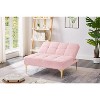 TiramisuBest Cozy Pink Fabric Convertible Sofa Bed Futon, Single Couch with Gold Legs for Living Room - 3 of 4