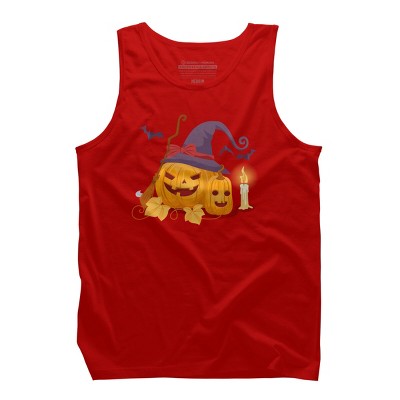 Men's Design By Humans Halloween Witch Pumpkins With Bats By VectorVillain Tank Top