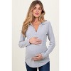 Pinkblush Heather Grey Ribbed Collared Maternity Long Sleeve Top - 2 of 4