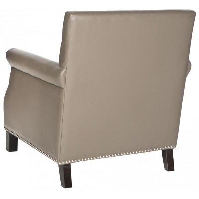 Contemporary Clay Gray Faux Leather & Wood Arm Chair