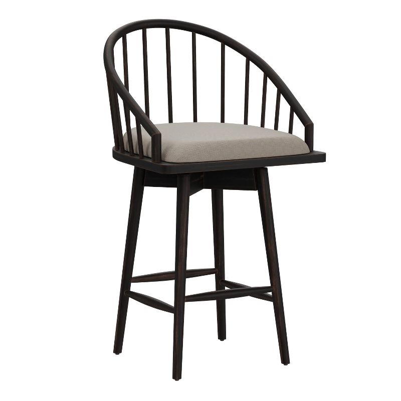Braddock Spindle Back Memory Return Swivel Counter Height Barstool Rubbed Black - Hillsdale Furniture, 1 of 15