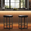 Coucheta 24.6" Counter Height Backless Stools with PU Leather Seat and Footrest, Bar Stools Set of 2/4,Modern Brown - 2 of 4