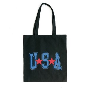 City Creek Prints Varsity USA Red Stars Canvas Tote Bag - 15x16 - Black - 1 of 2