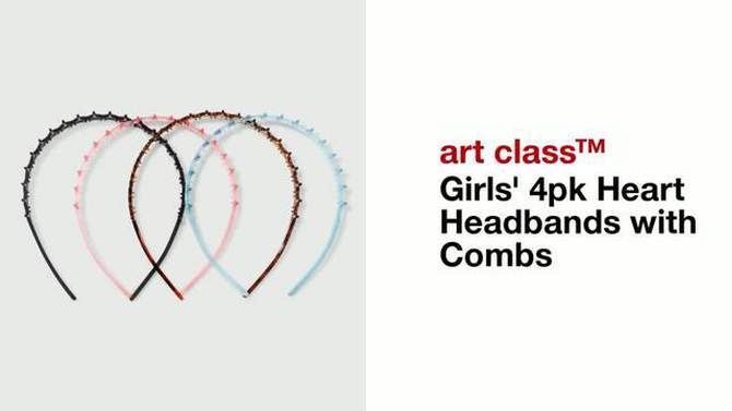 Girls&#39; 4pk Heart Headbands with Combs - art class&#8482;, 2 of 5, play video