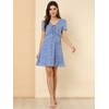 Allegra K Women's Regular Fit Floral Ruffle Trim Tie V Neck Shorts Sleeves Mini Dress - 4 of 4
