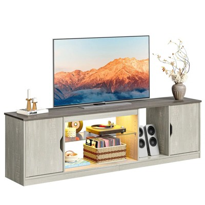 Bestier 71 Inch LED TV Stand with Adjustable Shelves White