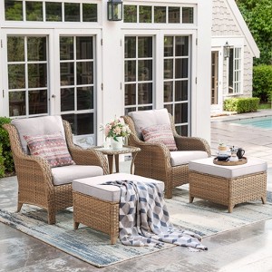 Gymojoy Outdoor Patio Chair Table with Ottoman High Back Club Chair - 1 of 4