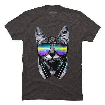 Men's Design By Humans Music Lover Cat By clingcling T-Shirt