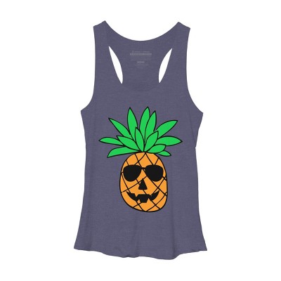 Women's Design By Humans HALLOWEEN PINEAPPLE PUMPKIN THEMED By Ujangkasep Racerback Tank Top