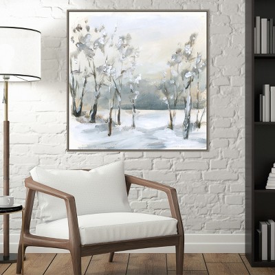 Snowy Winter Trees Framed Canvas Wall Art Print, 30 x 30