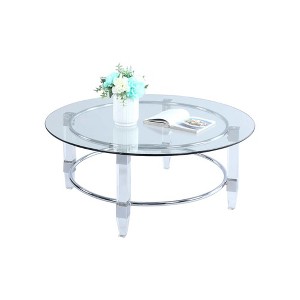 Chintaly Imports,Contemporary Round Glass Top Cocktail Table - 1 of 2