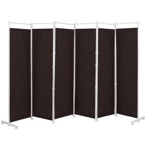Costway 6-Panel Room Divider Folding Privacy Screen w/Steel Frame Decoration Brown\Black - 1 of 4