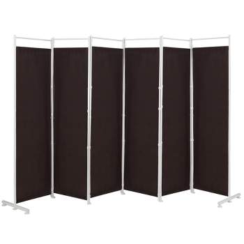 Costway 6-Panel Room Divider Folding Privacy Screen w/Steel Frame Decoration Brown\Black